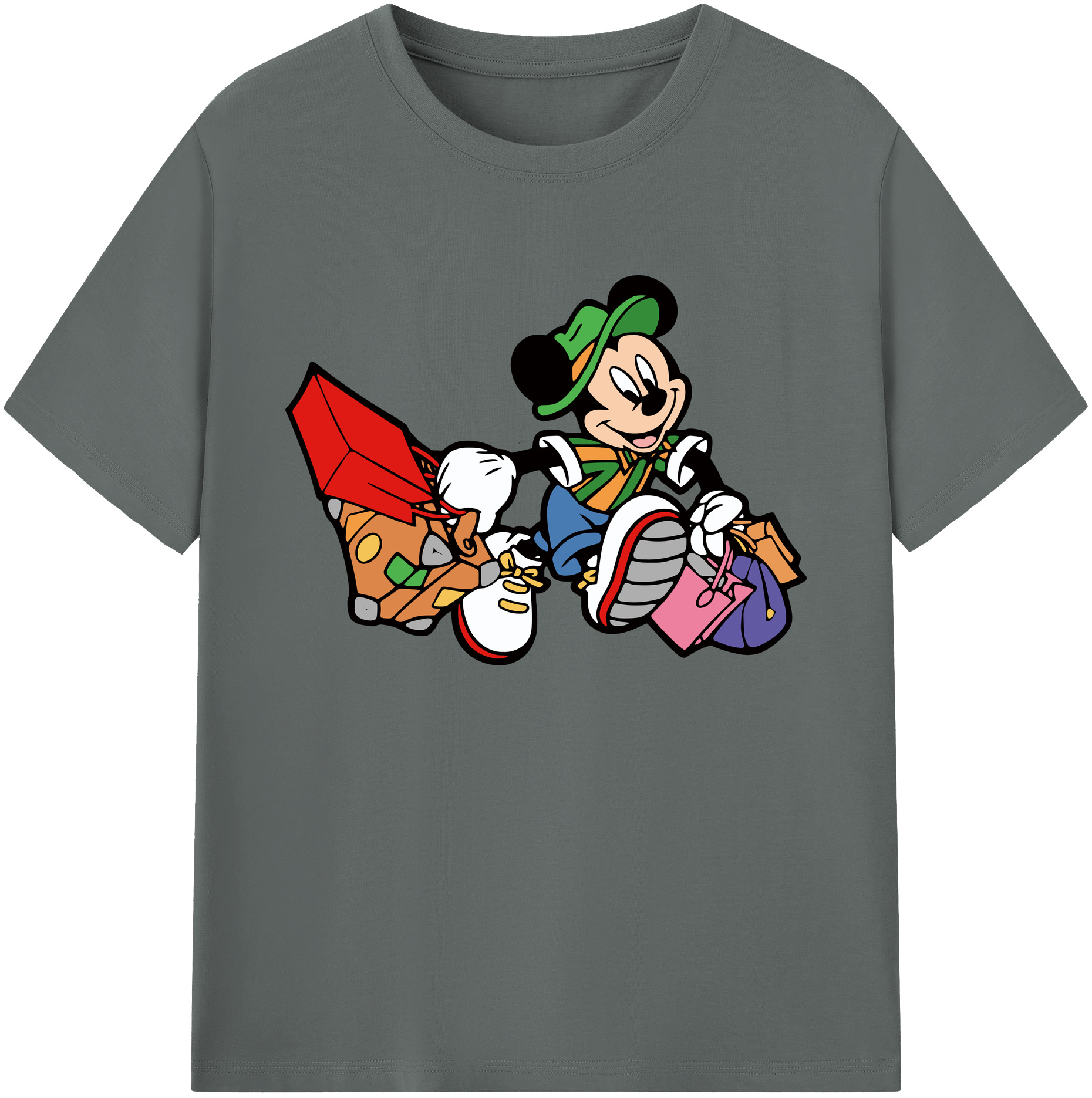 ミッキーマウス Mickey Mouse 綿100％ メンズ半袖Tシャツ｜肌触りやわらか＆通気性